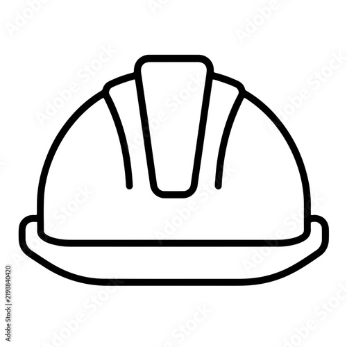 safety helmet with center ridge and brim outline icon