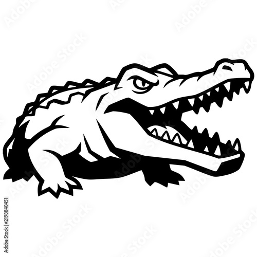 Crocodile alligator vector illustration isolated on transparent background cutout mascot logo aggressive wild animal open jaws