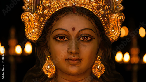 Beautiful statue of the hindu goddess durga for navaratri and durga puja festival a concept for worship religion culture tradition and spiritual art