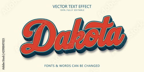 Vintage dakota sport script text effect vector editable font style