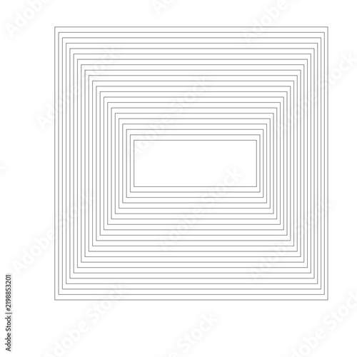 Abstract concentric rectangles line art optical illusion vector background   
