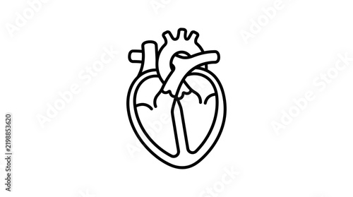 Isolated Anatomical Heart Icon, Medical Outline Art, Transparent Background