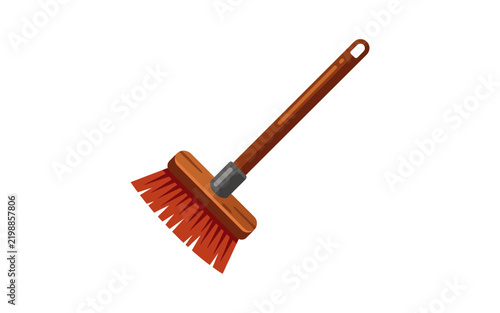 Naklejka Flat Vector Push Broom Illustration
