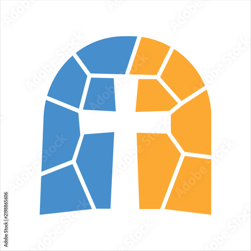 Minimalist religious cross logo vector featuring a clean geometric cross design with balanced proportions, symbolizing Christian faith, hope, devotion, salvation, and spiritual strength, isolated on w