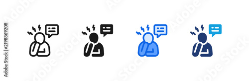 Stress Conversation Anxiety icon multiple style collection. Vector illustration.