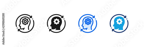 Behavior Change Brain icon multiple style collection. Vector illustration.
