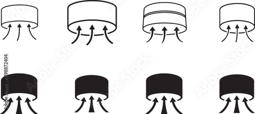 Air suction icon representing airflow, vacuum, ventilation, extraction, and pressure control systems.