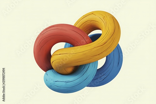 Colorful Clay Style Interlocking Knot Abstract Modern Graphic Element Illustration