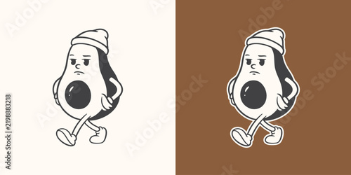 vector illustration of a avocado mascot character