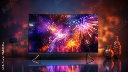 A photo of an LED TV with vibrant colors on the screen.