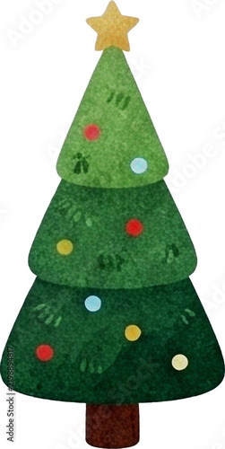 Simple Green Christmas Tree with Star Topper