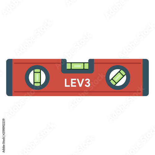 Red bubble spirit level measurement tool flat vector illustration