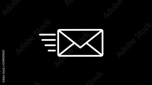 Animated email icon set with motion lines representing message delivery and digital communication for web interface and mobile app design