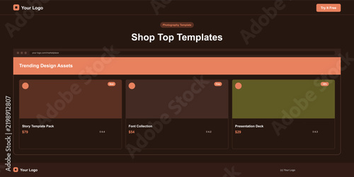 Modern dark-themed presentation template with abstract shapes Vector