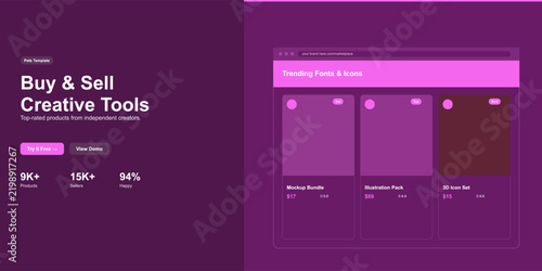 3d pink and purple creative tool icons set for digital design Vector