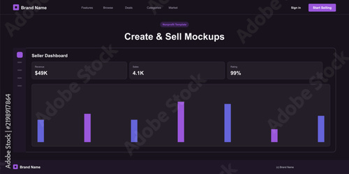 Modern bar chart showing sales performance dashboard mockup Vector