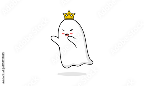 Cute ghost scaring people design vector