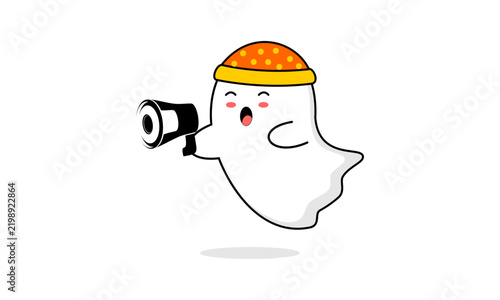 Spirited cute ghost design vector