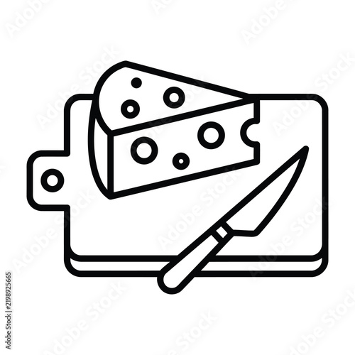 Slice of Swiss cheese with holes on a wooden cutting board with a kitchen knife
