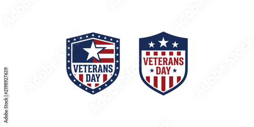 Two veterans day shield emblems