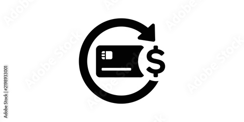 Foto Credit card refund icon with rotating arrow and currency symbol for financial transaction and ecommerce management