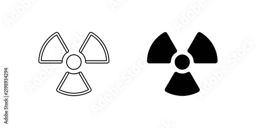 фотографія Nuclear radiation hazard warning symbol set in black outline and solid versions on transparent background