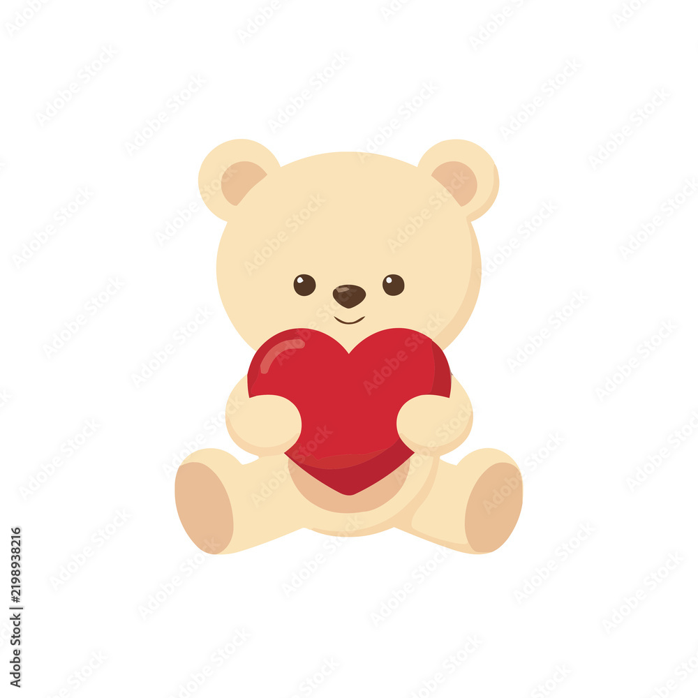 Fototapeta premium Teddy bear holding a red heart