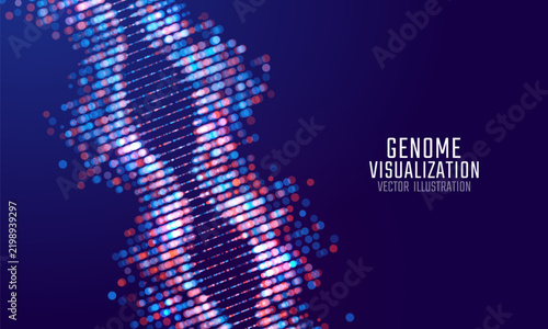 Genomic data visualization. Abstract DNA sequencing and genome mapping graphics. Scientific concept for medical research, biotechnology, and genetic testing. Vector illustration.