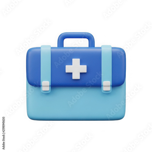 First aid kit in a blue suitcase icon