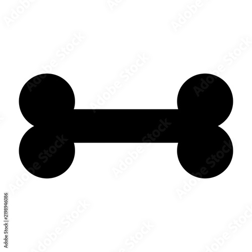 Black dog bone icon isolated on a plain white background