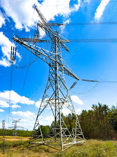 Quadro su tela High voltage electricity pylon in rural landscape