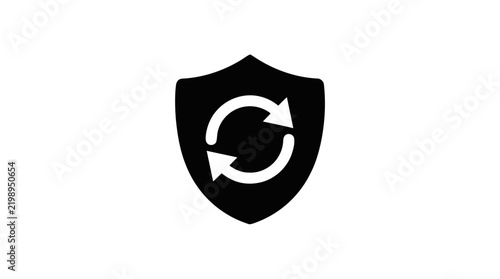 Vector illustration of security update and data protection shield icon with refresh arrows, on a transparent background