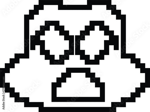 Pixel art shocked or surprised character face icon, retro 8-bit style emotion expression game asset, isolated on white background.