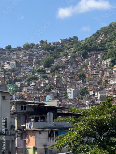 Favela cityscape with colorful buildings