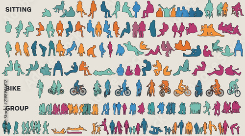 people silhouettes and architectural scale figures in a vector people cutout set for archviz entourage renders