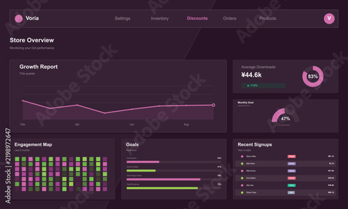 Modern pixel art dashboard with analytics and growth metrics Vector