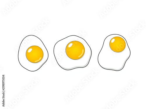 Three fried eggs with bright yellow yolks