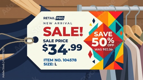 Sale Promotion Tag Graphic with 50% Discount Offer