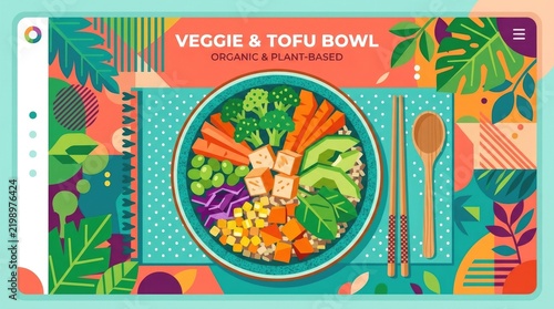 Vibrant Veggie & Tofu Power Bowl Illustration for Healthy Eating