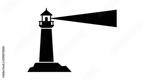 Vector illustration of lighthouse icon with light beam on a transparent background