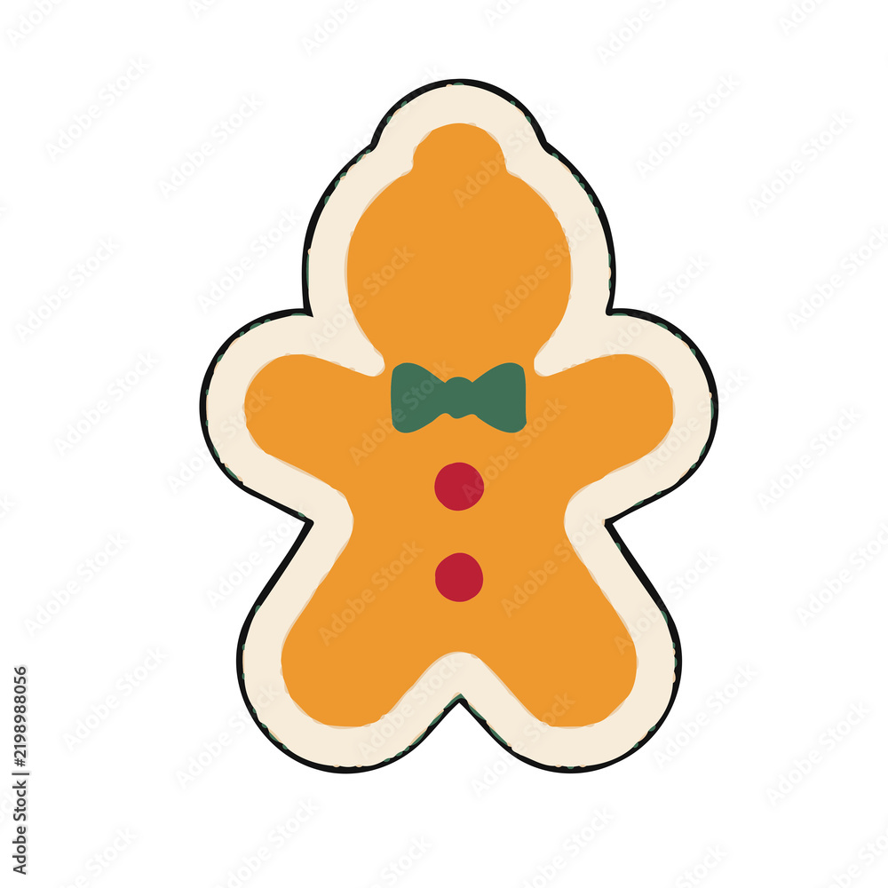 Obraz premium Gingerbread man cookie with bow tie and buttons
