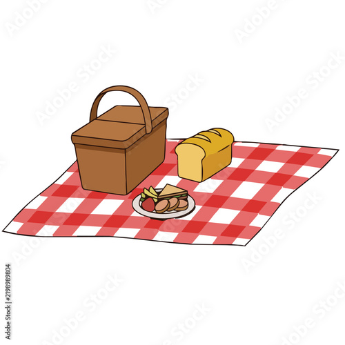 Foto Picnic mat basket bread