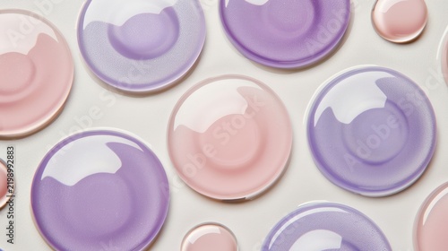 Colorful Pink and Purple Gelatin Dots on White Background for Food and Dessert Marketing