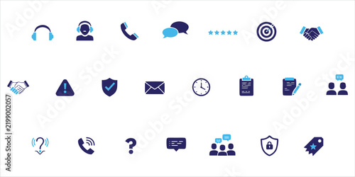 Customer Support and Communication Icon Set, Business Service, Help Desk and Contact Vector Icons. customer support, communication icons, support icon, customer service.