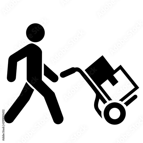 3d man pushing a cart