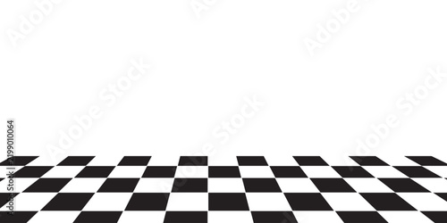 Black and White Checkerboard Floor With Perspective View Empty Background For Display Or Stage