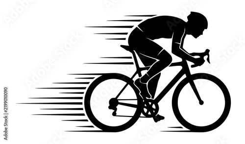 Dynamic Sprint Cyclist Speed Motion Black Silhouette Vector Illustration