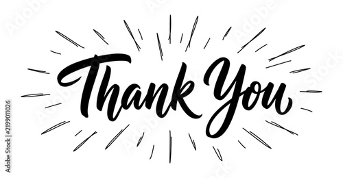 Bold Thank You Hand Lettering with Minimalist Celebration Burst