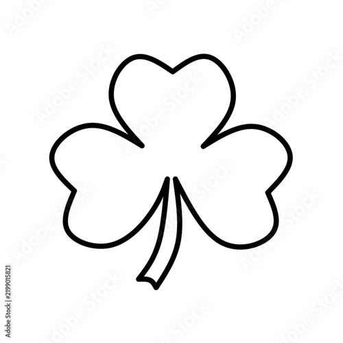 Minimalist black outline of a three-leaf clover on a neutral gray background. Perfect for St. Patrick's Day designs.
