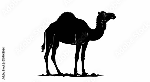 Quadro su tela Silhouette of a camel with a hump in a desert theme